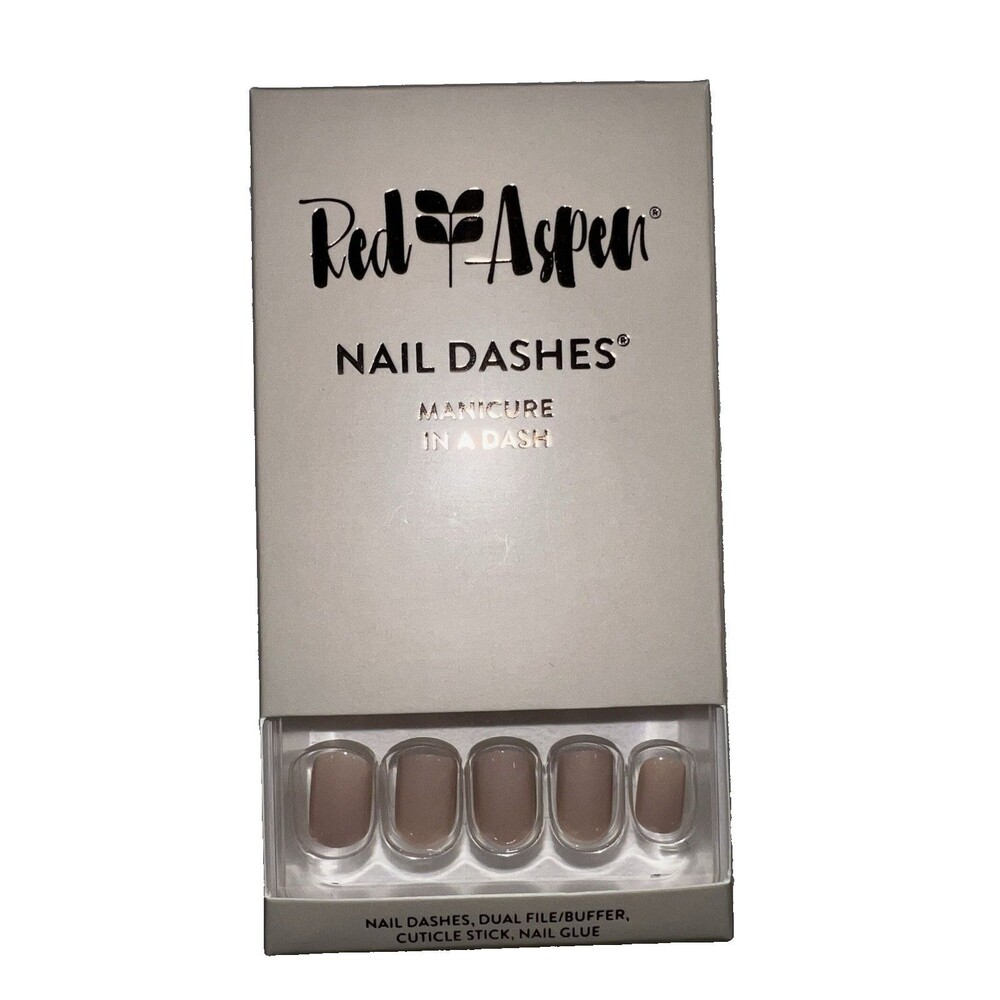 Red Aspen Press On Nail Short Nude Shiny Scout’s Skipping Rocks👢